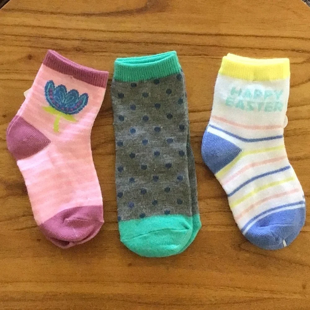 Trio of Colorful Kids Spring Easter Crew Socks - NWT